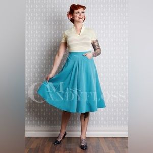 Miss Candyfloss Heloise-Aqua 1940s or 1950s inspired turquoise a-line skirt, XS
